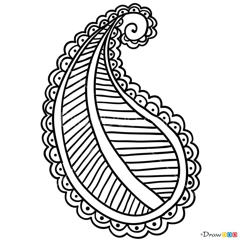 How to Draw Mehndi Leaf, Tattoo Henna